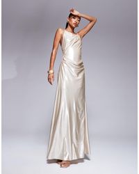 ASOS - Metallic High Neck Maxi Dress With Open Back Detail - Lyst