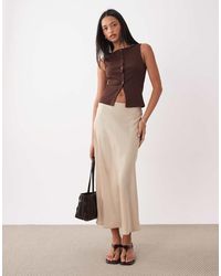 Vila - Satin Maxi Skirt - Lyst