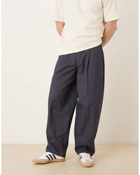 ASOS - Smart 100% Cotton Heavyweight Wide Barrel Trousers - Lyst