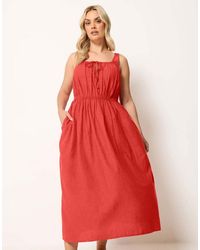 Yours Clothing - Linen Milkmaid Dress - Lyst