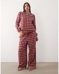Nobody's Child - Cotton Drawstring Waist Embroidered Trim Pyjama Bottom Co-Ord - Lyst