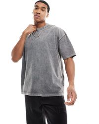 ASOS - T-shirt pesante oversize grigio slavato - Lyst