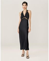OMNES - Dresses Aurelia Satin And Lace Midi Dress With Open Back - Lyst