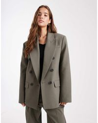 ASOS - Americana De Sastre Verde Con Doble Botonadura Y Acabado Elástico De (Parte De Un Conjunto) - Lyst