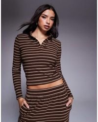 Wanderdoll - Frankie Premium Heavyweight Jersey Collar Detail Long Sleeve Polo Top Co-Ord - Lyst