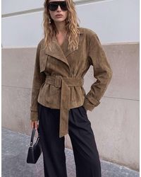NA-KD - Faux Suede Short Trenchcoat - Lyst