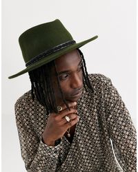 ASOS Cappello Pork Pie kaki con falda larga e fascia - Verde