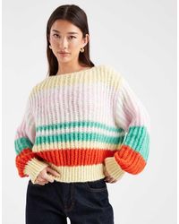 Pieces - Retro Stripe Knitted Jumper - Lyst