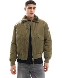 River Island - Borg Collar Bomber Jacket - Lyst