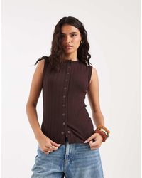 River Island - Button Down Tank Top - Lyst