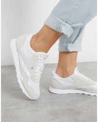 reebok white and pink classics nylon m txt trainers
