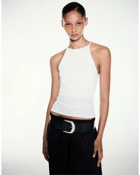 Pull&Bear - Top Halter Testurizzato Color Ghiaccio - Lyst