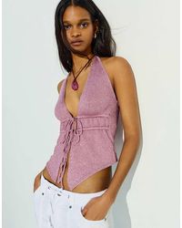 Bershka - Sequin Halter Neck Top - Lyst