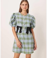 Sister Jane - Puff Sleeve Tailored Mini Dress With Bow Detail - Lyst