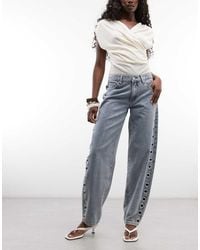 Liquor N Poker - Straight Leg Eyelet Detail Jeans - Lyst