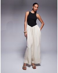 ASOS - – hybrid-jumpsuit mit weitem bein aus jersey- und neoprenmaterial - Lyst