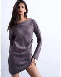 TOPSHOP - Mini-Jurk Van Cupro Jacquard Met Gedrapeerde Hals - Lyst