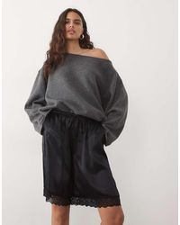 ASOS - Satijnen Longline Kanten Bermudashort - Lyst
