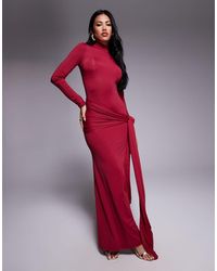 Bardot - Alix Tie Front Long Sleeve Maxi Dress - Lyst