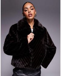 ASOS - Faux Fur Jacket With Collar - Lyst