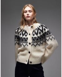 & Other Stories - Fluffy Wool And Mohair Blend Fair Isle Yarn Jacquard Print Cardigan - Lyst