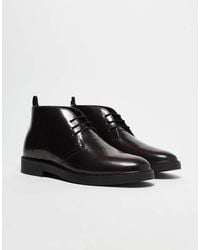 ASOS - – geschnürte chukka-stiefel aus polido-leder - Lyst