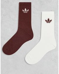 adidas Originals - Trefoil 2 Pack Fluffy Crew Socks - Lyst