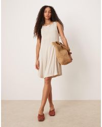 ASOS - Linen Look Sleeveless Tennis Mini Dress Is Cream - Lyst