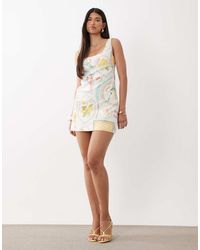 Forever New - Linen Blend Cut Out Ruched Back Mini Dress - Lyst