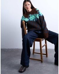 TOPSHOP - Maglione Lavorato Con Motivo A Fiori E A Rombi - Lyst