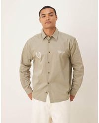 ASOS - Camicia Comoda Kaki Con Ricamo Sul Petto - Lyst
