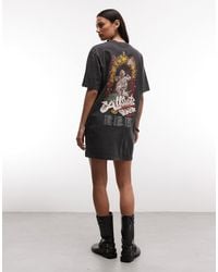 AllSaints - Roque Short Sleeve Graphic Logo T-shirt Mini Dress - Lyst