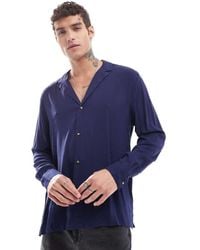 ASOS - Relaxed Deep Revere Viscose Shirt - Lyst