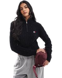 Tommy Hilfiger - Pull en maille torsadée à col zippé - Lyst