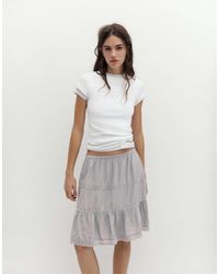 Pull&Bear - Midi-Rok Van Kanten Inzetstukken - Lyst