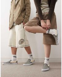 Vans - Zapatillas De Deporte Negras Y Blancas A Cuadros Dameros Sin Cierre De - Lyst