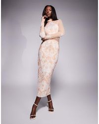 AFRM - Shailene High Neck Mesh Midi Dress - Lyst