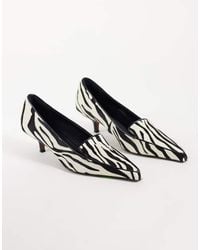 ASOS - Strike Loafer Kitten Mid Heels - Lyst