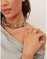 ASOS - Collarino Con Perle D'Acqua Dolce Sintetiche Color Argento - Lyst