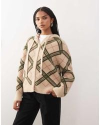 Reclaimed Vintage - Soft Knitted Hooded Cardigan With Tie Bow Detail - Lyst