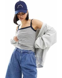 Cotton On - Camiseta Corta A Rayas Azul Marino Sin Mangas Con Escote Cuadrado De Cotton On - Lyst