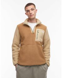 The North Face - – yumiori – sweatshirt aus fleece mit braunem blockfarben-design und kurzem reißverschluss - Lyst