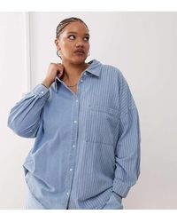 Noisy May - Camisa Vaquera Azul Claro A Rayas De (Parte De Un Conjunto) - Lyst