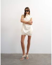 TOPSHOP - Satin Funnel Neck Tulip Mini Dress - Lyst