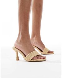 4th & Reckless - Geweven Sandalen Met Open Teen, Halfhoge Hak En Gekruiste Bandjes - Lyst