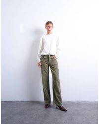 TOPSHOP - Ember - jean taille basse en velours côtelé - sauge - Lyst