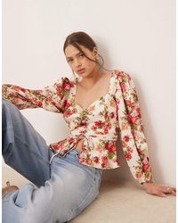 Hope & Ivy - Square Neck Open Back Peplum Blouse - Lyst
