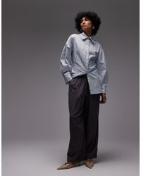ASOS - Camisa Azul A Rayas Con Mangas Cocoon Y Cintura Entallada De - Lyst