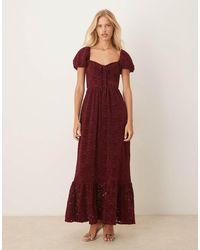 Lovedrobe - Floral Velvet Lace Square Neck Midaxi Dress - Lyst
