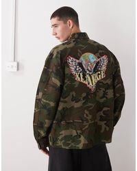 X-Large - Chemise en tissu ripstop à motif camouflage militaire et logo - vert - Lyst